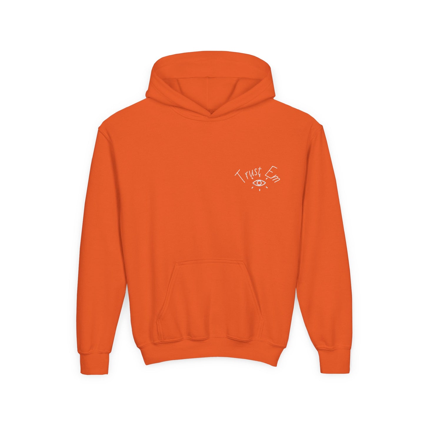Youth Hooded Sweatshirt - Trust Em, Cozy Pullover, Perfect for Teens, Gift for Birthdays, Casual Use, Everyday Wear