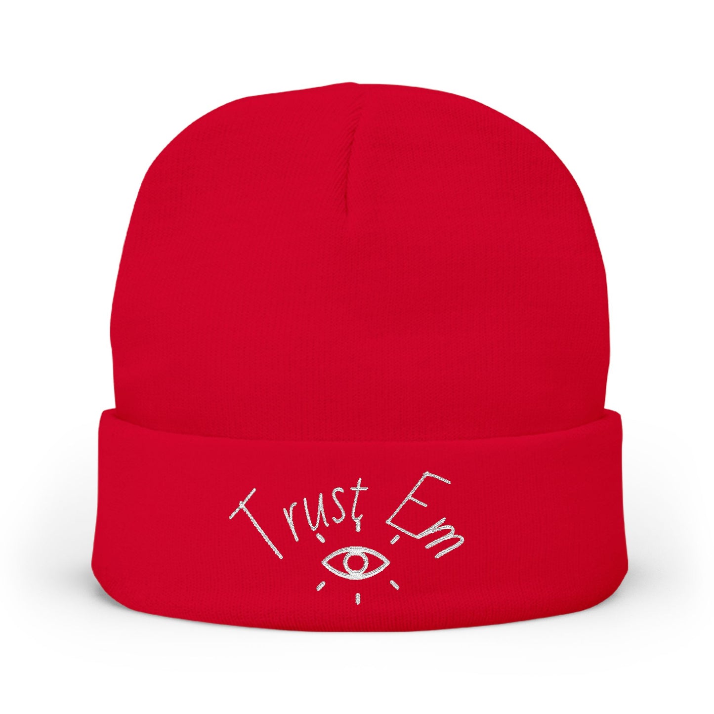Trust Em Embroidered Knit Beanie, Cozy Winter Hat, Gift for Friends, Stylish Beanie, Casual Accessories, Perfect for Cold Weather