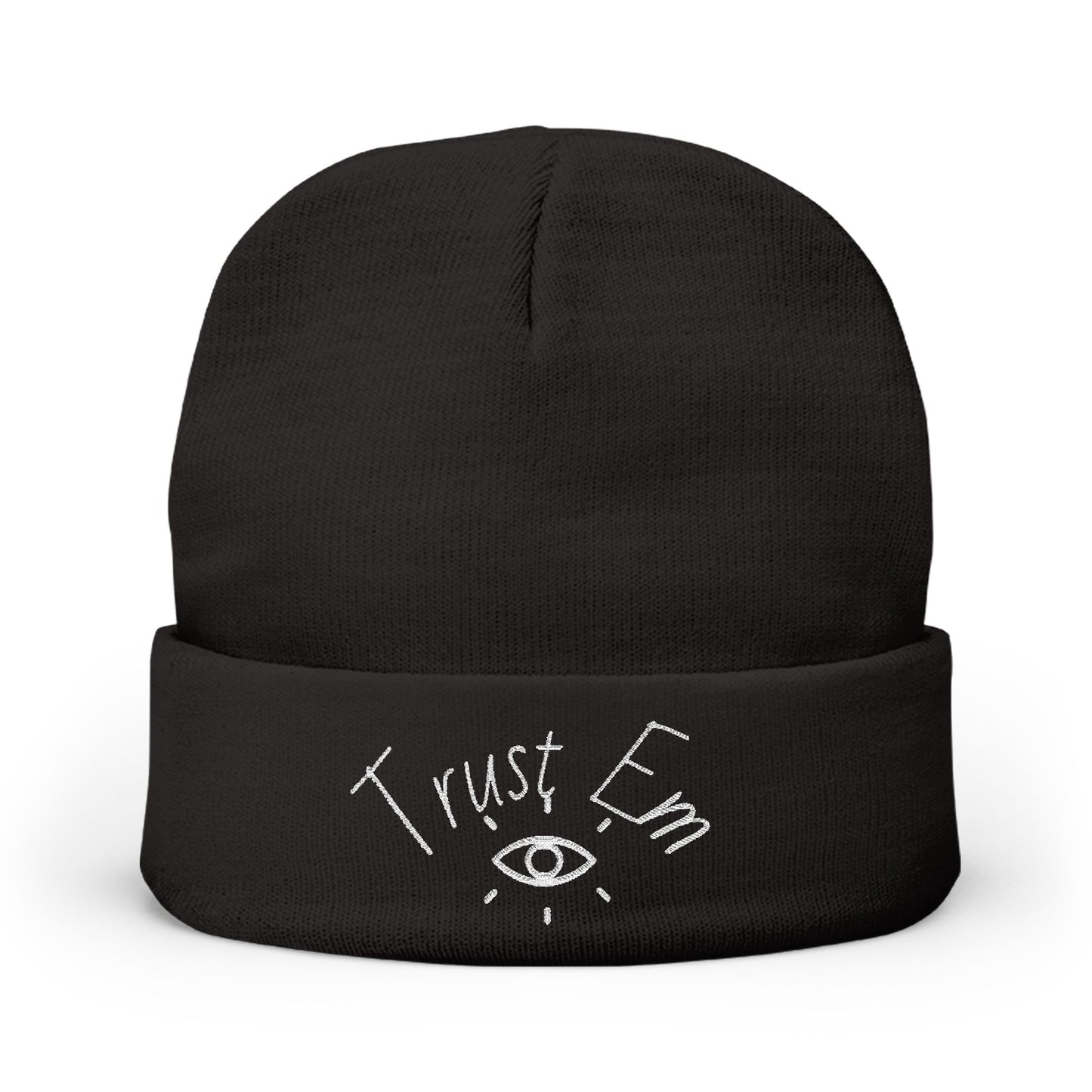 Trust Em Embroidered Knit Beanie, Cozy Winter Hat, Gift for Friends, Stylish Beanie, Casual Accessories, Perfect for Cold Weather