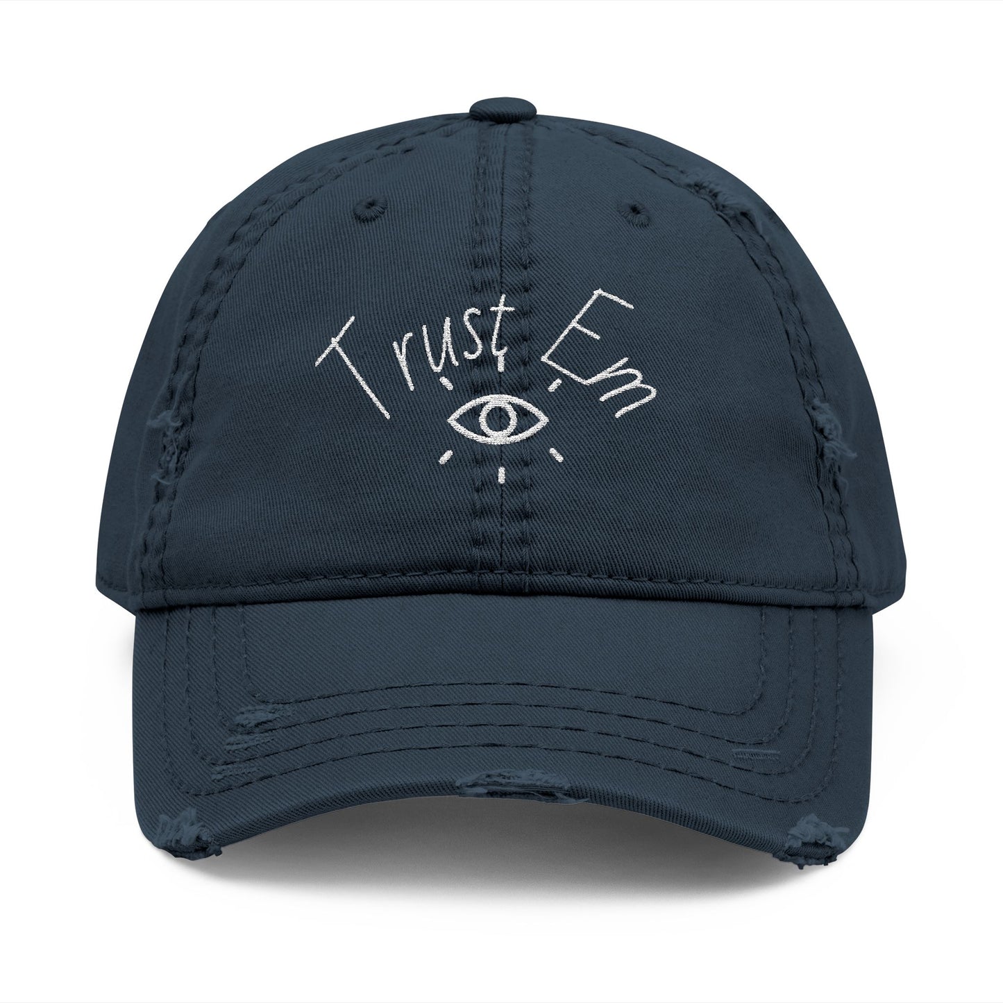 Distressed Dad Hat with 'Trust Em' Embroidery | Casual Style | Gift for Dads, Birthdays, Everyday Use | Adjustable Cap | Trendy Accessories