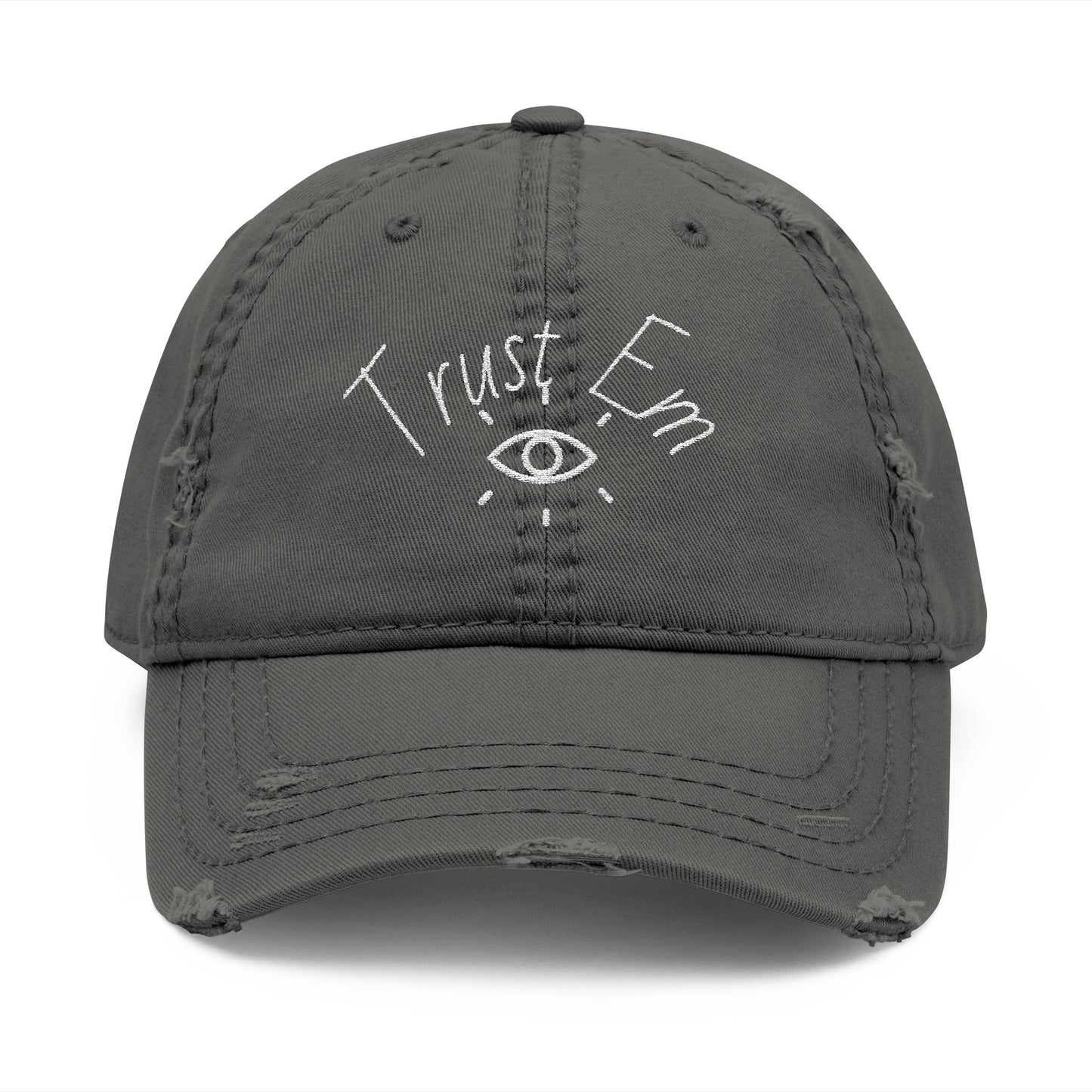 Distressed Dad Hat with 'Trust Em' Embroidery | Casual Style | Gift for Dads, Birthdays, Everyday Use | Adjustable Cap | Trendy Accessories