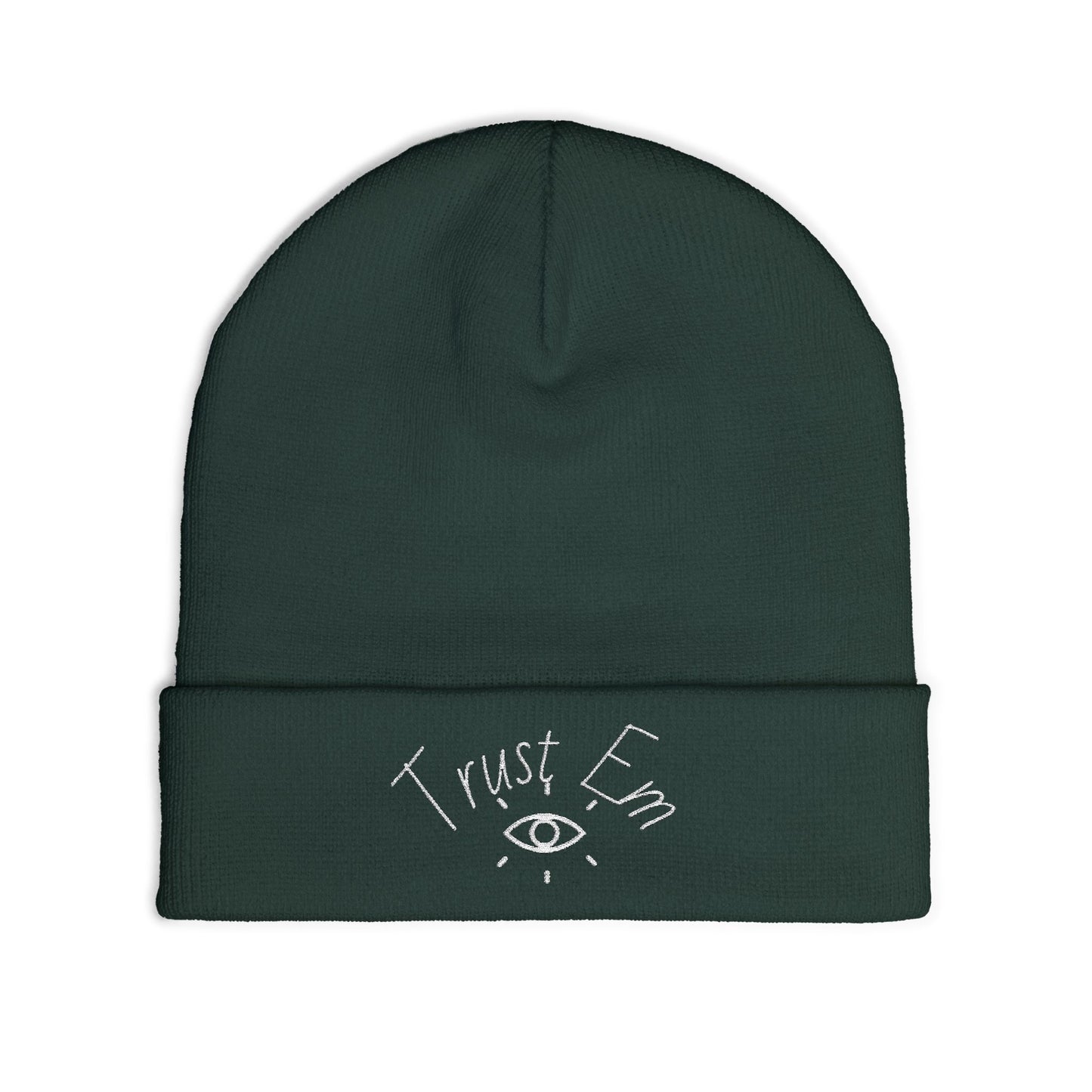 Trust Em Embroidered Knit Beanie, Cozy Winter Hat, Gift for Friends, Stylish Beanie, Casual Accessories, Perfect for Cold Weather