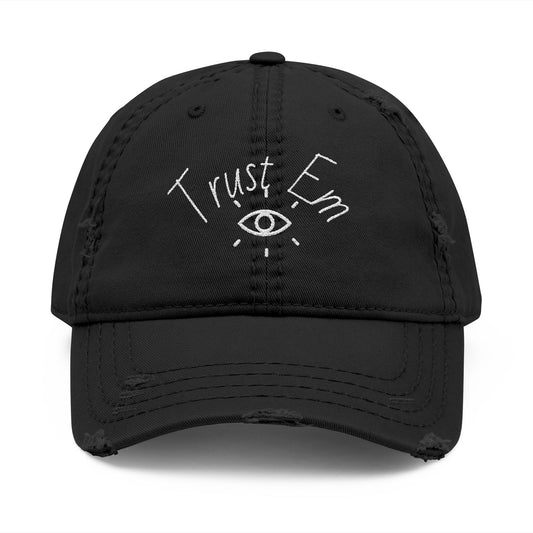 Distressed Dad Hat with 'Trust Em' Embroidery | Casual Style | Gift for Dads, Birthdays, Everyday Use | Adjustable Cap | Trendy Accessories