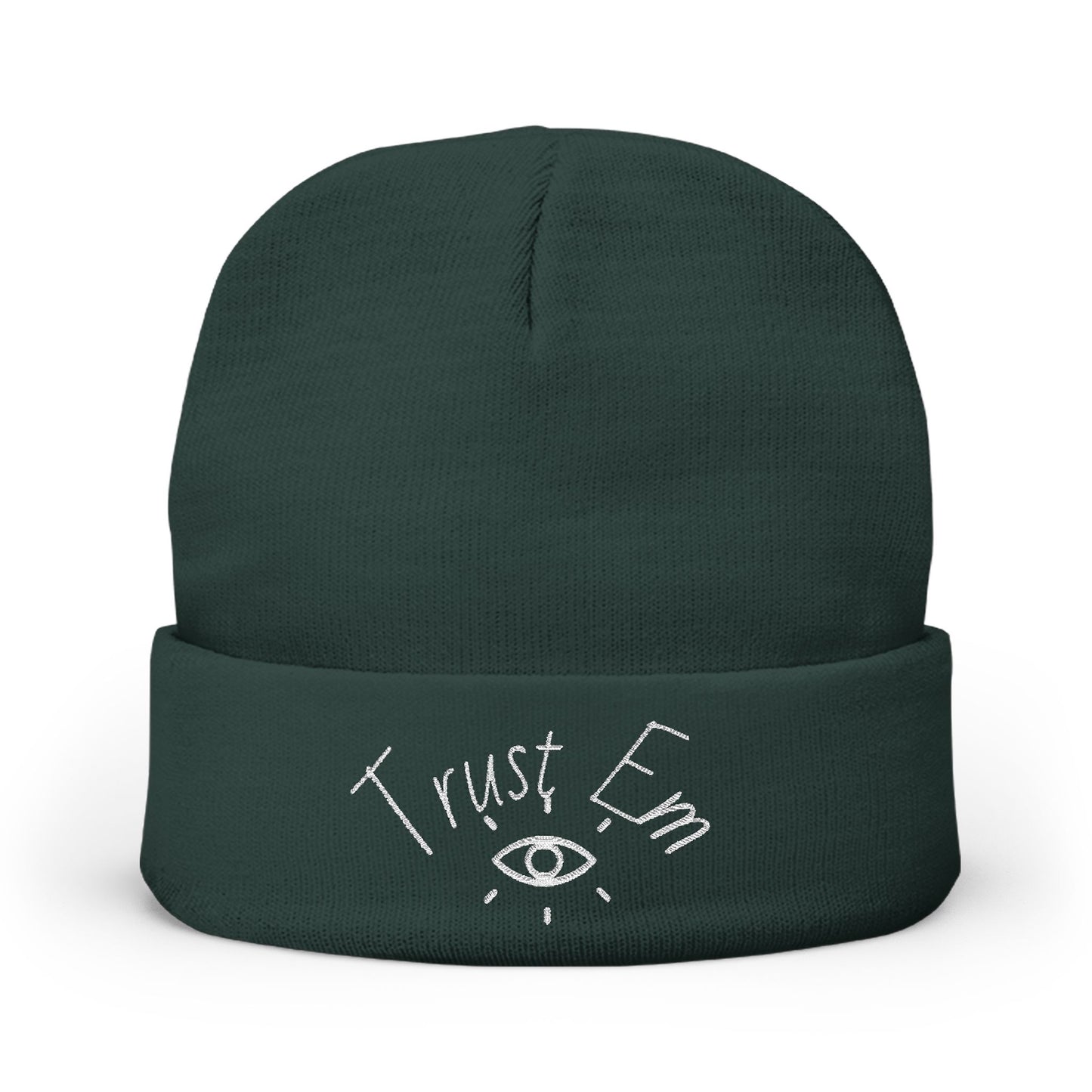 Trust Em Embroidered Knit Beanie, Cozy Winter Hat, Gift for Friends, Stylish Beanie, Casual Accessories, Perfect for Cold Weather
