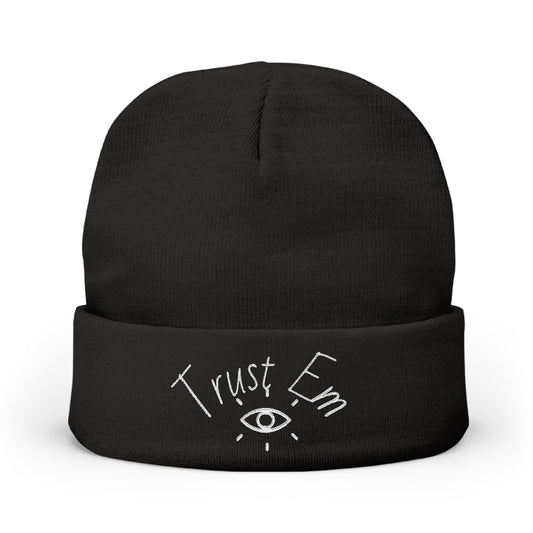 Trust Em Embroidered Knit Beanie, Cozy Winter Hat, Gift for Friends, Stylish Beanie, Casual Accessories, Perfect for Cold Weather